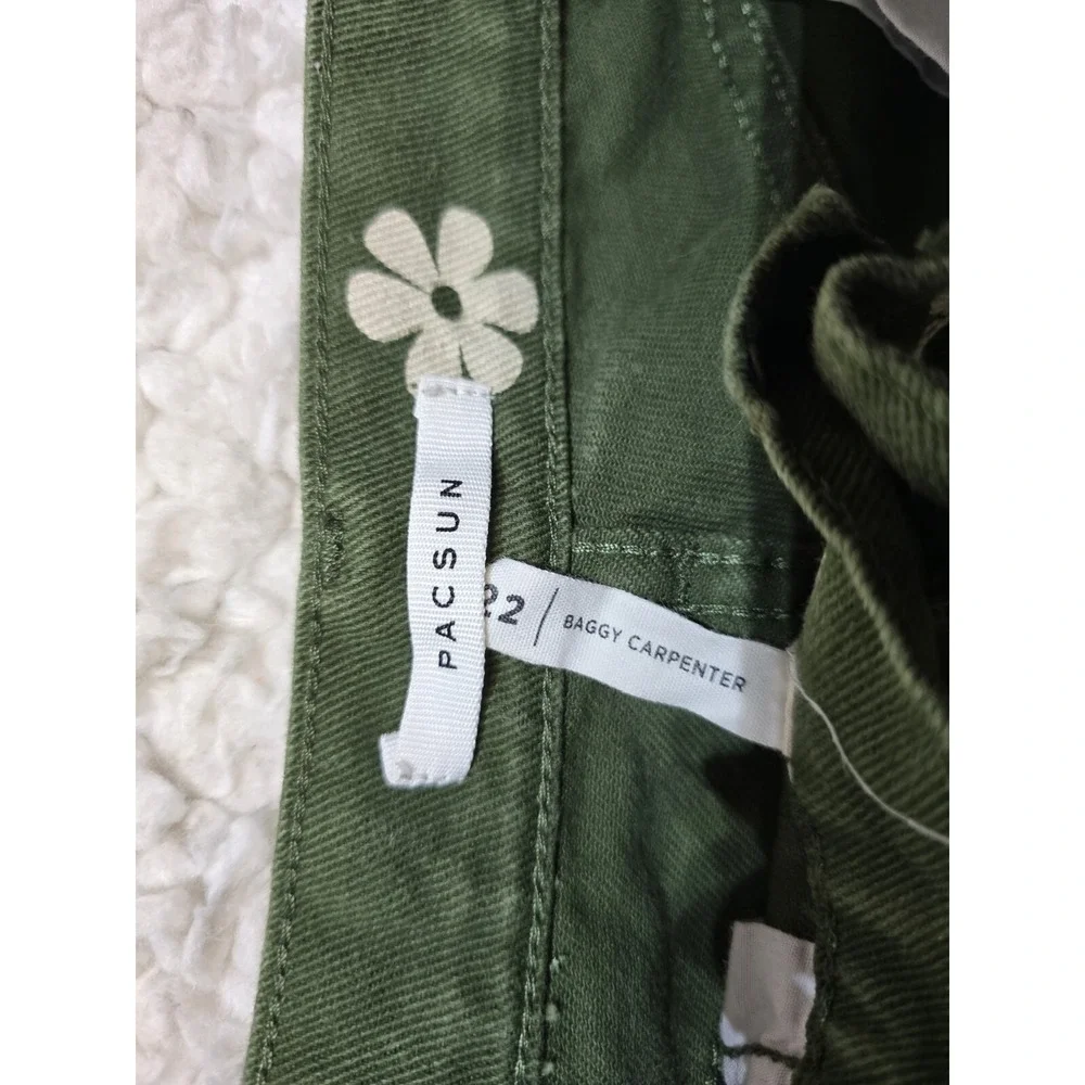 Pacsun Baggy Carpenter Floral Pants, Women's, Size 22 Green Floral - Picture 3 of 5